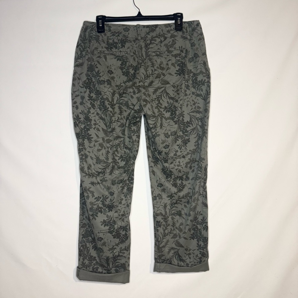 J.Jill Floral Print Ankle Pants Green Stretch Cotton Casual Cropped Size 10 Tall - Picture 6 of 10